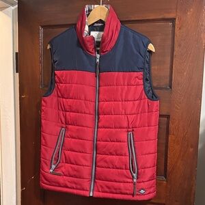 Men's Red and Blue Puffer Vest